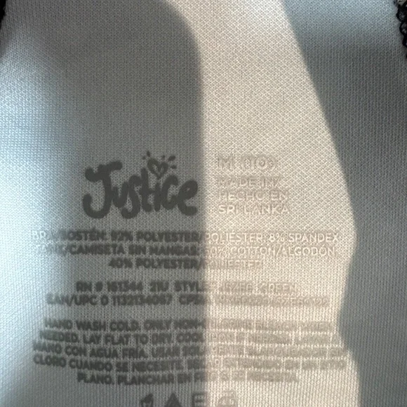 Justice Girls Turquoise Gymnast Star Tank Top & Black Paint Splatter Leggings - Picture 7 of 9